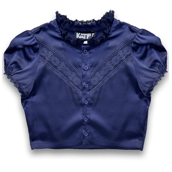 Katie J NYC Other - Katie J NYC Navy Satin Blouse